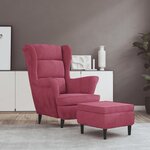 vidaXL Fauteuil à oreilles avec tabouret bordeaux velours