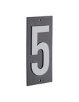 THIRARD - Plaque de signalisation 5  marquage blanc sur fond noir  panneau ABS à visser  56x120mm - THIRARD