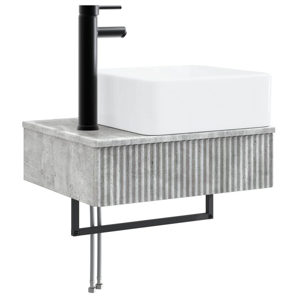 vidaXL Basin de lavage mural Gris béton 53 x 35 x 39 cm