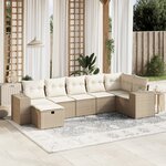 vidaXL Salon de jardin avec coussins 7 Pièces beige résine tressée