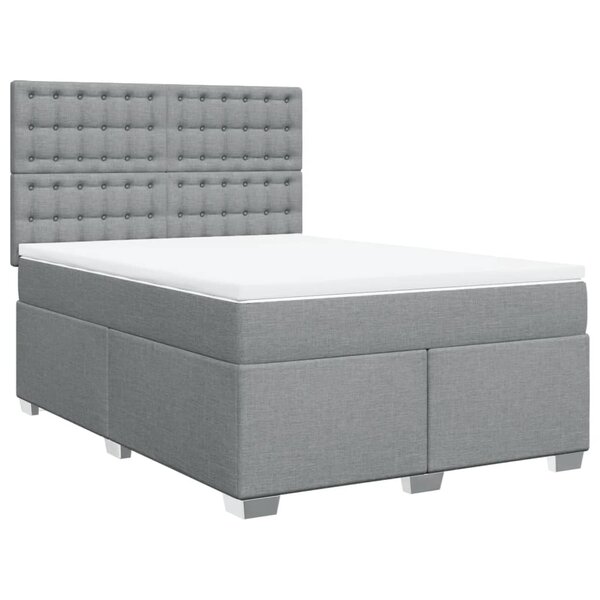 vidaXL Sommier à lattes de lit avec matelas Gris clair 140x190cm Tissu