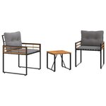 vidaXL Ensemble de meubles d'extérieur avec coussin 3 Pièces Gris clair