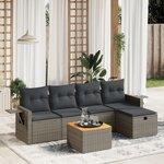 vidaXL Salon de jardin 6 Pièces avec coussins gris résine tressée