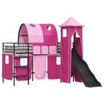 vidaXL Lit mezzanine pour enfants Noir et rose 90 x 190 cm Métал