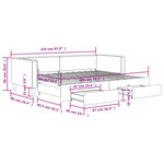 vidaXL Lit de jour avec gigogne et tiroirs sans matelas taupe 80x200cm