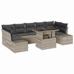 vidaXL Ensemble de Canapés avec coussin 8 Pièces Gris clair polyrotin