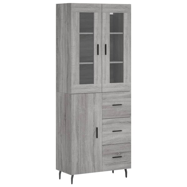 vidaXL Buffet haut Sonoma gris 69 5x34x180 cm Bois d'ingénierie