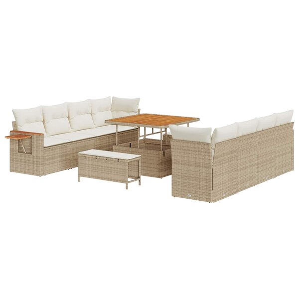 vidaXL Ensemble de canapé de jardin 11 Pièces Beige polyrotin