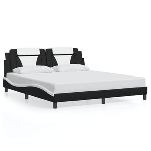 vidaXL Cadre de lit Viana sans matelas noir et blanc 180x200 cm similicuir