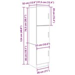 vidaXL Haut Armoire Blanc 31.5 x 32 x 122.5 cm