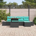 vidaXL Ensemble de canapé de jardin 6 Pièces Noir Poly rotin