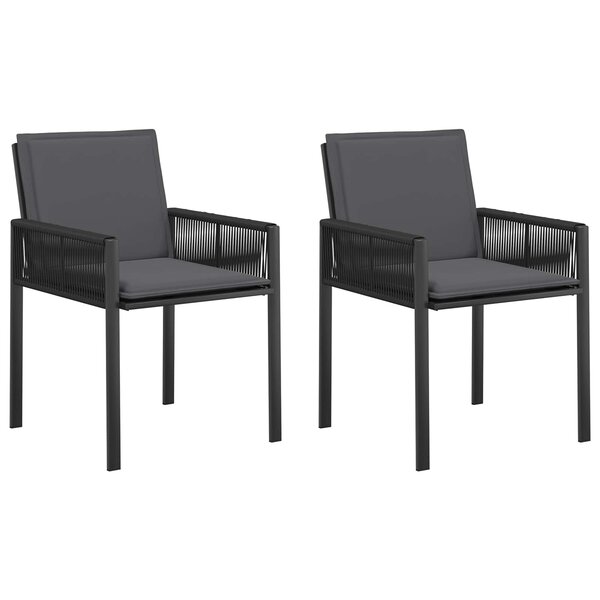 vidaXL Chaises de jardin 2 pc Noir et Gris foncé polyrotin