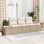 vidaXL Ensemble de canapé de jardin avec coussin 3 Pièces Beige  Crème