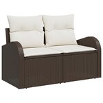 Canapés de Jardin 9 Pièces avec Coussins en Rattan Poly Marron