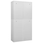 vidaXL Armoire de bureau Gris clair 90x40x180 cm Acier et verre trempé