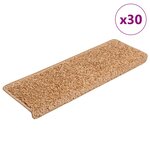 vidaXL Tapis d'escalier 30 pièces 65 x 21 x 4 cm Beige Bord rectangulaire