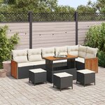 vidaXL Ensemble de canapé de jardin avec coussin 10 Pièces Noir et Crème