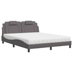 vidaXL Lit avec matelas gris 160x200 cm similicuir