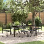 vidaXL Ensemble de salle à manger pour jardin 7 Pièces Noir