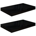 vidaXL Étagère murale flottante 2 Pièces Noir brillant 40x23x3 8 cm MDF