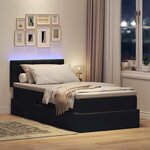vidaXL Lit avec rangement et LED avec matelas Noir 90 x 190 cm Velours