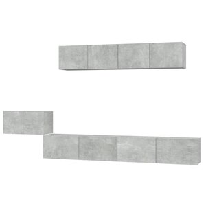 vidaXL Ensemble de meubles TV 5 Pièces Gris béton Bois d'ingénierie
