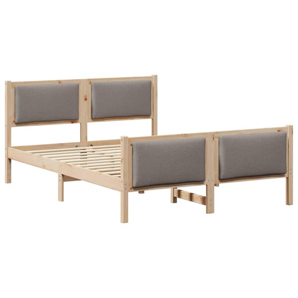 vidaXL Cadre de lit avec tête de lit Taupe 135 x 190 cm tissu