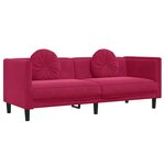vidaXL Canapé avec coussins 3 places rouge bordeaux velours