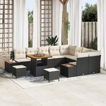 Set de canapé de jardin de 12 pièces avec coussins en rotin noir