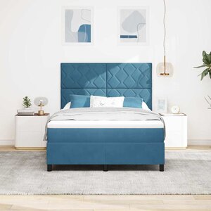 vidaXL Lit à ressorts avec matelas Bleu foncé 160 x 200 cm tissu