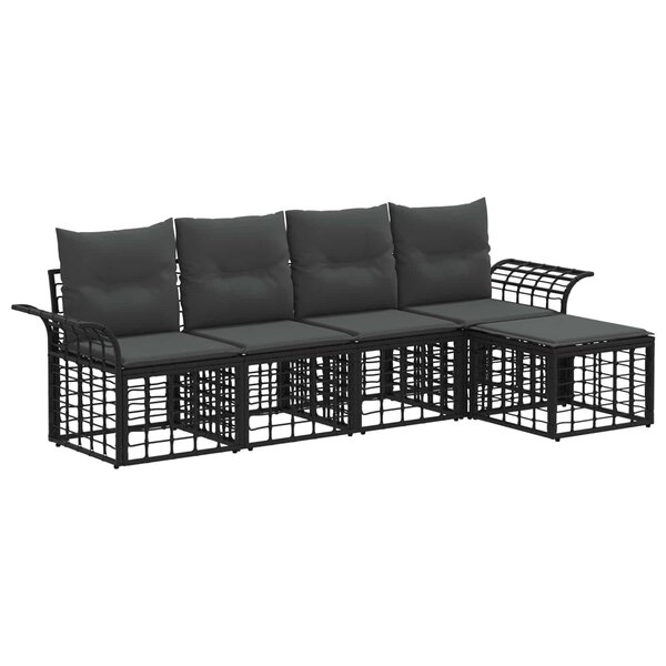 vidaXL Ensemble de canapés d'extérieur 5 Pièces Noir et Gris foncé