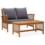 vidaXL Salon de jardin 2 Pièces avec coussins bois d'acacia solide