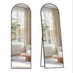 Miroir pleine longueur 150 x 40 cm miroir sur pied en forme d'arc cadre en alliage d'aluminium verre trempé pour chambre à coucher salon garde-robe noir d'encre 12_0006609