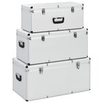 vidaXL Boîtes de rangement 3 Pièces Argenté Aluminium