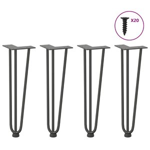 vidaXL Pieds en épingle à cheveux pour table basse 4 pièces Anthracite 42 cm Acier massif