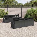 vidaXL Ensemble de canapé de jardin Manuel 9 Pièces Noir 100 x 55 x 73 cm