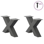 vidaXL Pieds de table basse en forme de X 2 pièces Anthracite 60 x (30-31) cm Acier