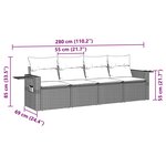 vidaXL Salon de jardin 4 Pièces avec coussins gris clair résine tressée