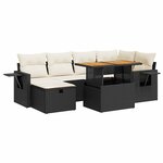vidaXL Salon de jardin avec coussins 8 Pièces noir résine tressée acacia