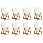 vidaXL Chaises de jardin inclinables avec coussins  8 pièces en bois de teck massif