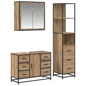 vidaXL Ensemble de mobilier de salle de bain 3 Pièces chêne artisanal