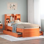 vidaXL Lit bibliothèque sans matelas cire marron 75x190 cm pin massif