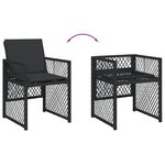 vidaXL Chaises de jardin lot de 4 avec coussins noir résine tressée