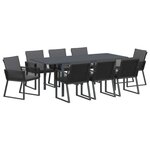 vidaXL Ensemble de salle à manger pour jardin 9 Pièces Noir polyrotin