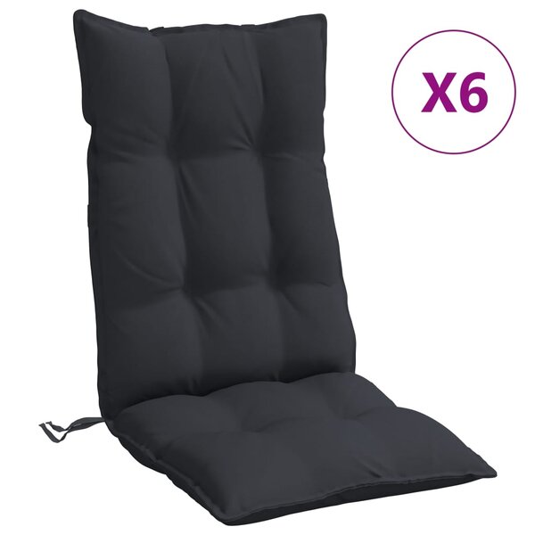 vidaXL Coussins de chaise à dossier haut lot de 6 noir tissu oxford
