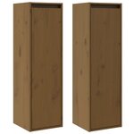 vidaXL Armoires murales 2 Pièces Marron miel 30x30x100 cm Pin massif