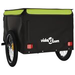 vidaXL Remorque de vélo noir et vert 45 kg fer