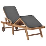 vidaXL Chaises longues et coussins 2Pièces Bois de teck solide Gris foncé