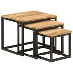 vidaXL Tables basses gigognes 3 Pièces bois massif de manguier et fer