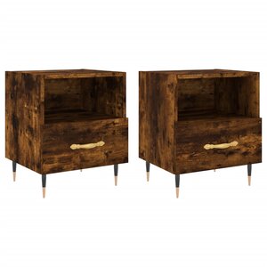 vidaXL Tables de chevet 2Pièces chêne fumé 40x35x47 5cm bois d’ingénierie